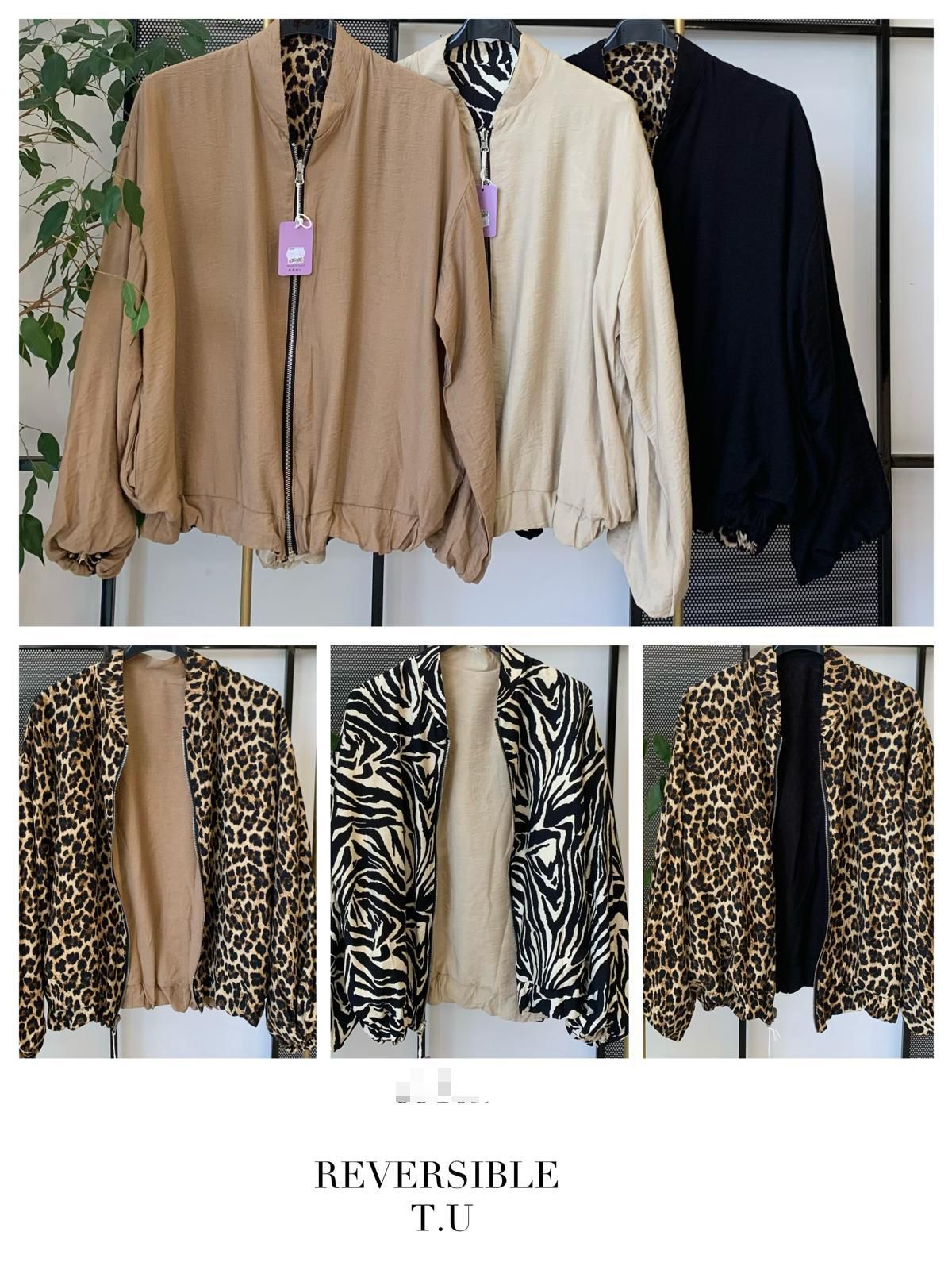 bomber animal print reversible talla única